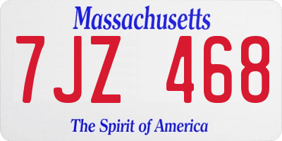 MA license plate 7JZ468