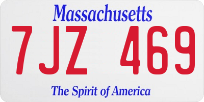 MA license plate 7JZ469