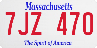 MA license plate 7JZ470