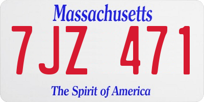 MA license plate 7JZ471