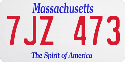 MA license plate 7JZ473