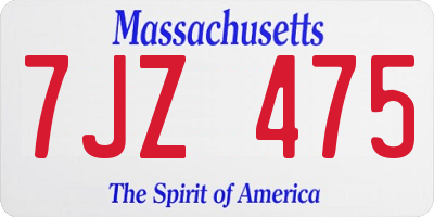 MA license plate 7JZ475