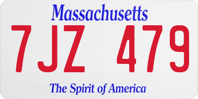 MA license plate 7JZ479