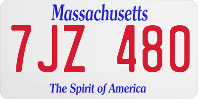 MA license plate 7JZ480