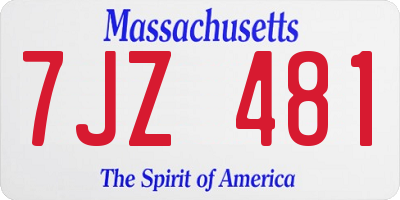 MA license plate 7JZ481