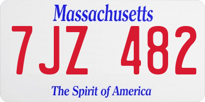 MA license plate 7JZ482