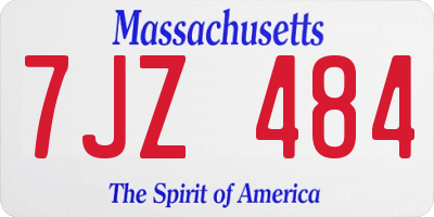 MA license plate 7JZ484