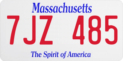 MA license plate 7JZ485