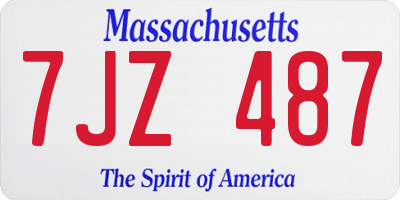 MA license plate 7JZ487