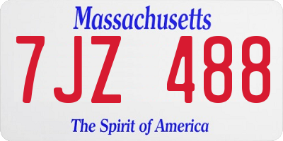 MA license plate 7JZ488