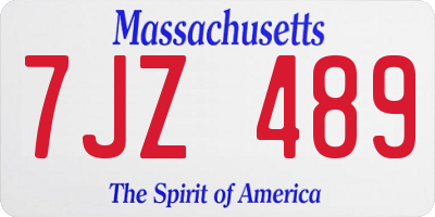 MA license plate 7JZ489