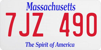 MA license plate 7JZ490
