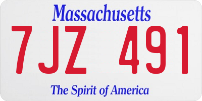MA license plate 7JZ491