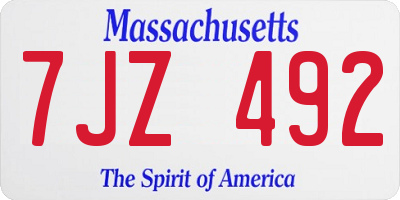 MA license plate 7JZ492