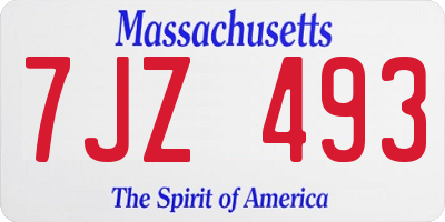 MA license plate 7JZ493