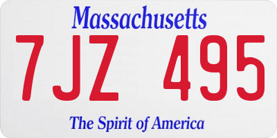 MA license plate 7JZ495