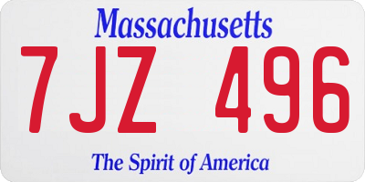 MA license plate 7JZ496
