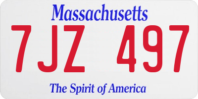 MA license plate 7JZ497