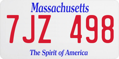 MA license plate 7JZ498