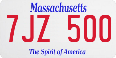 MA license plate 7JZ500