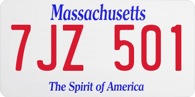MA license plate 7JZ501