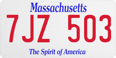 MA license plate 7JZ503