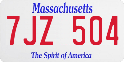 MA license plate 7JZ504