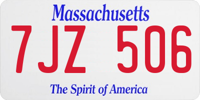 MA license plate 7JZ506
