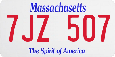 MA license plate 7JZ507