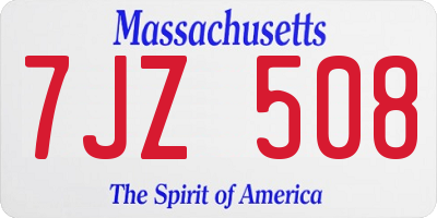 MA license plate 7JZ508