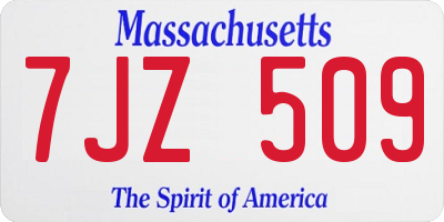 MA license plate 7JZ509