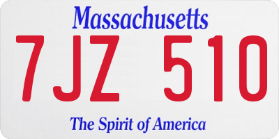 MA license plate 7JZ510