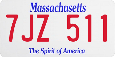 MA license plate 7JZ511