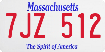 MA license plate 7JZ512