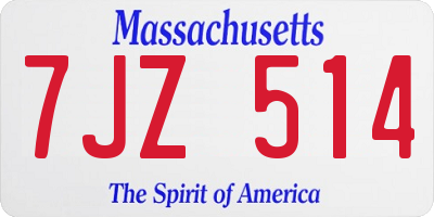 MA license plate 7JZ514