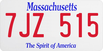 MA license plate 7JZ515