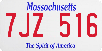 MA license plate 7JZ516