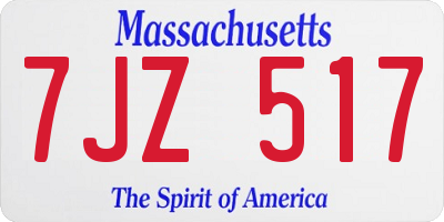 MA license plate 7JZ517