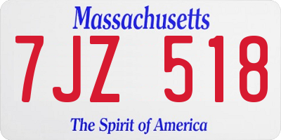 MA license plate 7JZ518