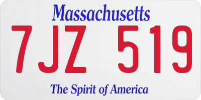 MA license plate 7JZ519