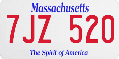 MA license plate 7JZ520