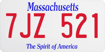 MA license plate 7JZ521