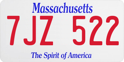 MA license plate 7JZ522