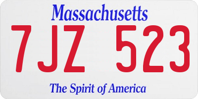 MA license plate 7JZ523