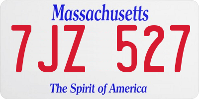 MA license plate 7JZ527