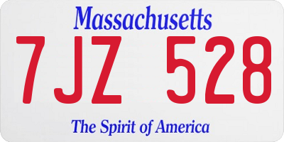 MA license plate 7JZ528