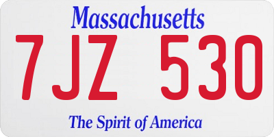 MA license plate 7JZ530