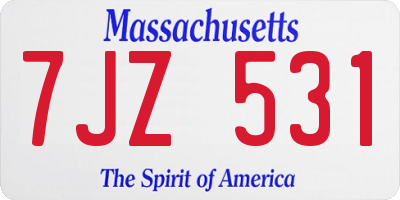MA license plate 7JZ531