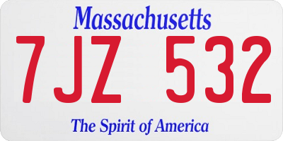MA license plate 7JZ532