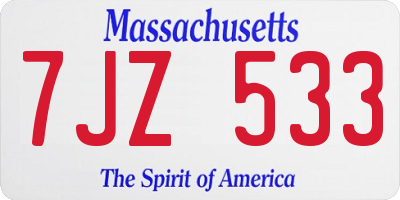 MA license plate 7JZ533